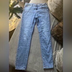 Denim Jeans with Pearl Embellishments